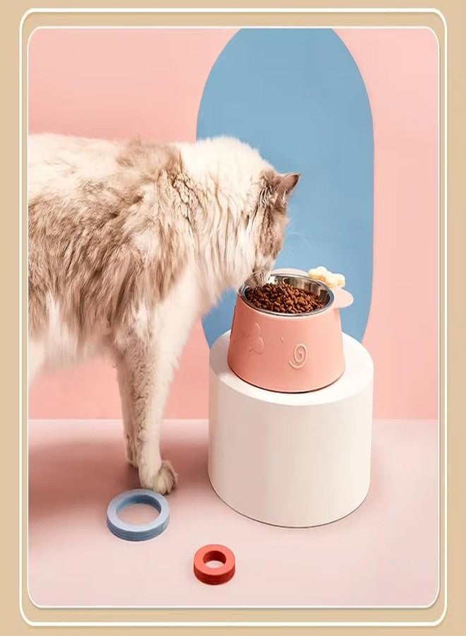 TGOPIT أوعية طعام مرتفعة للقطط من TGOPIT، قطعة واحدة، وعاء طعام للقطط من الفولاذ المقاوم للصدأ مائل بزاوية 15 درجة، وعاء طعام للقطط مانع للانسكاب ومضاد للتقيؤ، أوعية طعام قابلة للفصل للجراء والقطط الصغيرة والأرانب (وردي) - Image 4